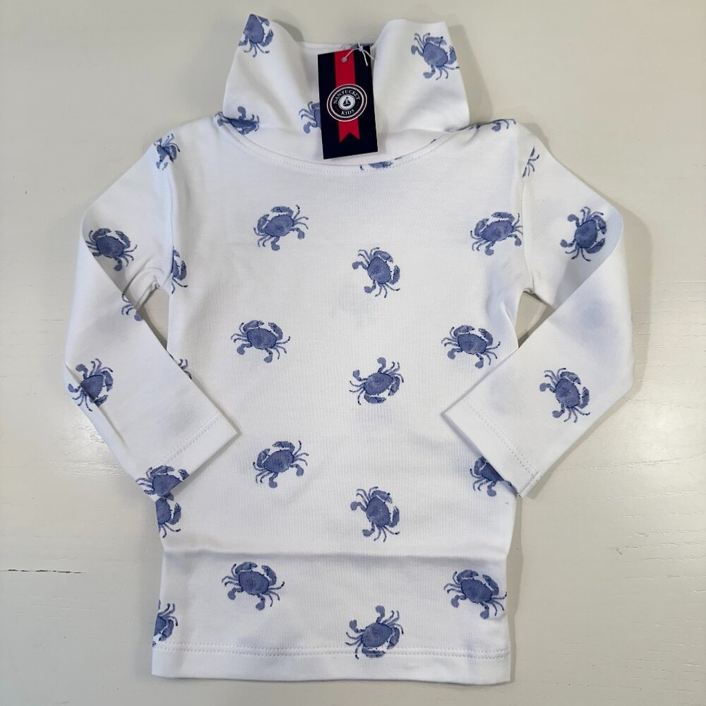 NWT Nantucket Kids Pima Blue Crab Turtleneck 9-12M